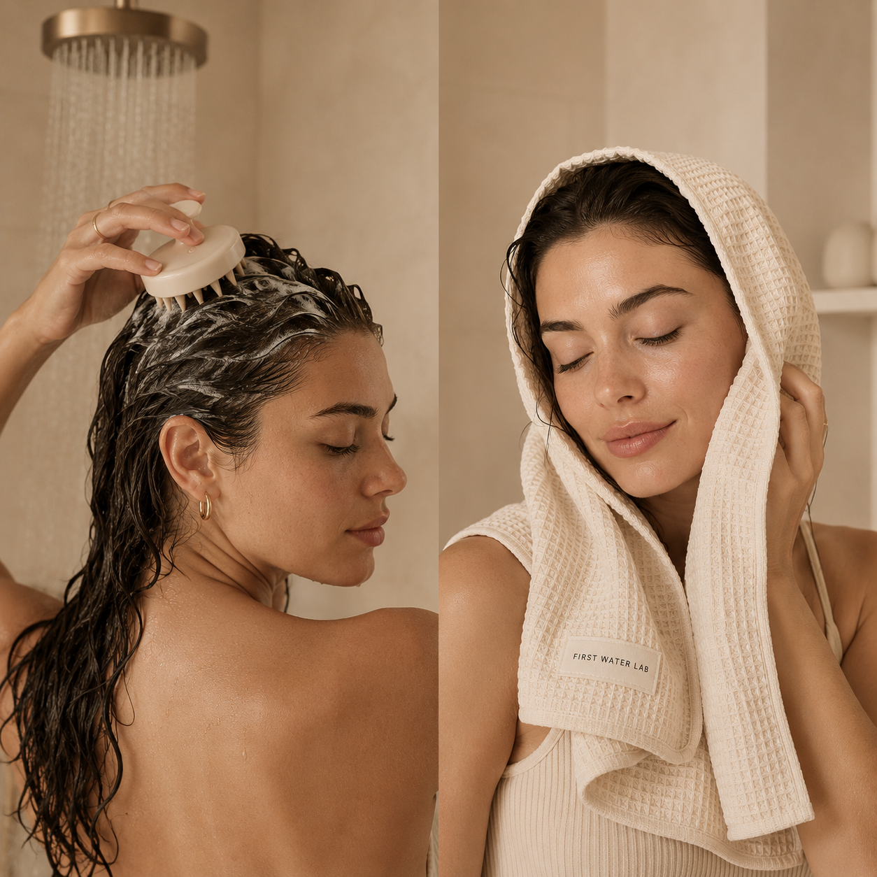 First Water Lab Hair Reset Bundle — Microfiber Hair Towel + Scalp Brush